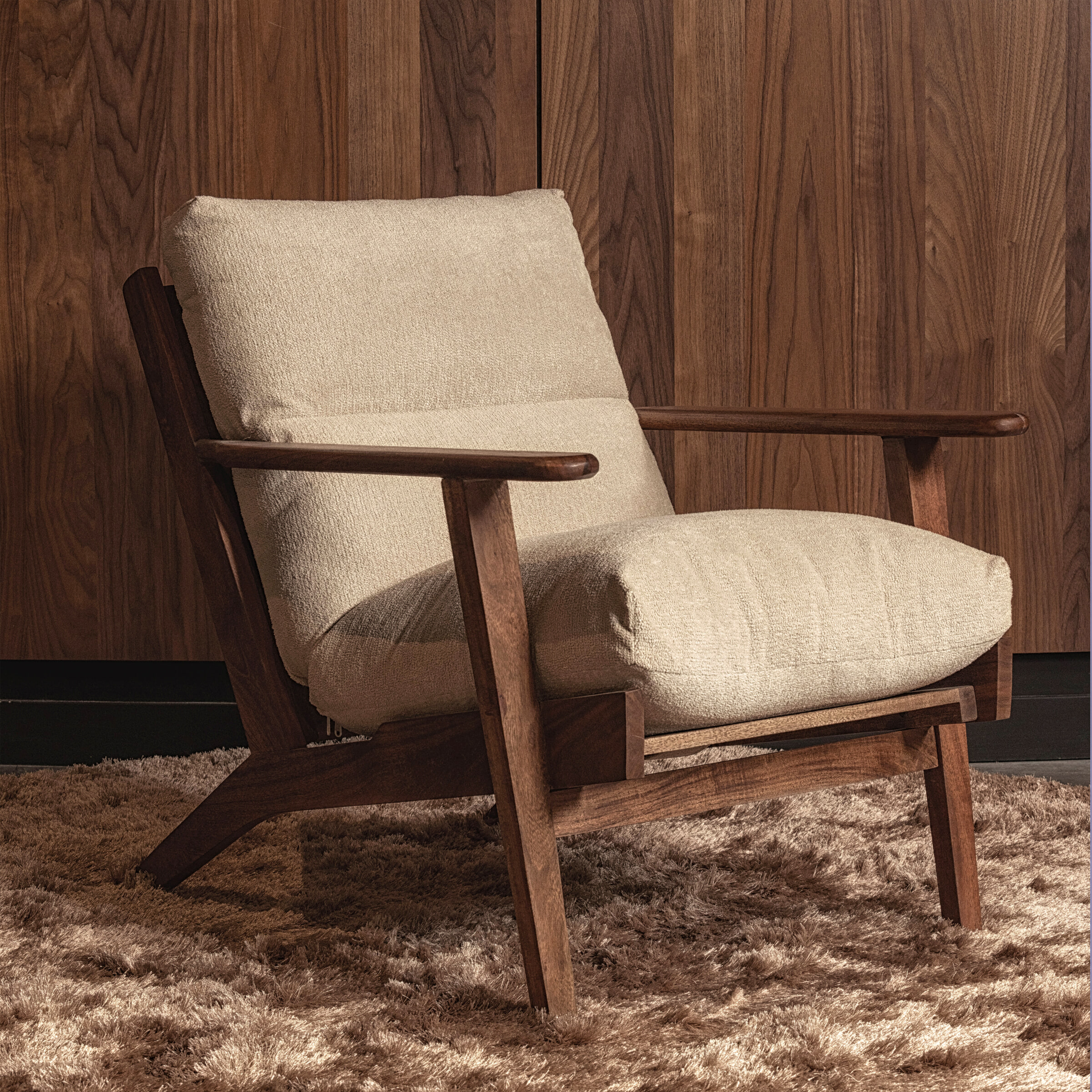 WOOOD Fauteuil Houston Bouclé / Acaciahout - Naturel - Japandi - BePureHome | WOOOD