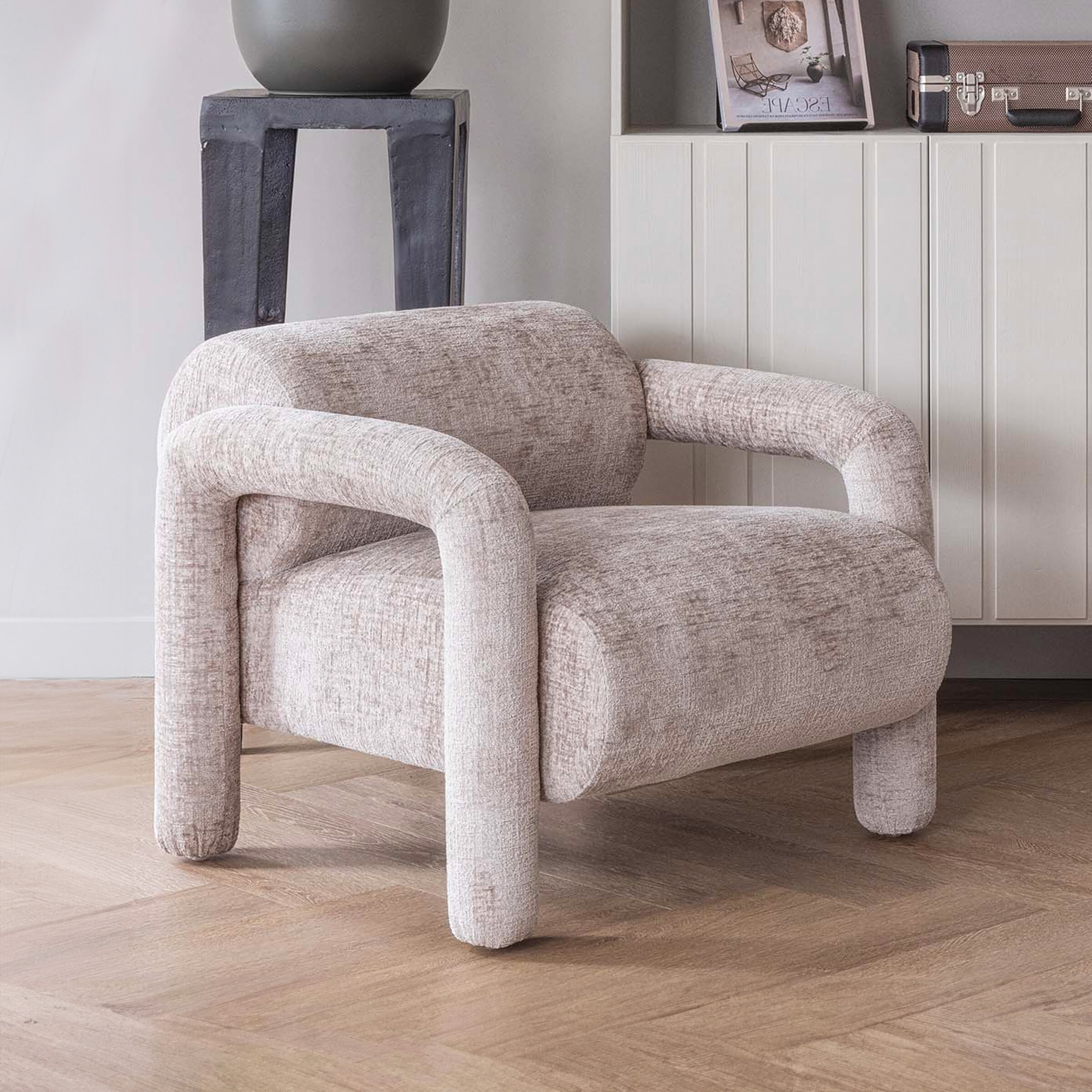 WOOOD Fauteuil Lenny Structure Velvet - Zand - Exclusive | WOOOD