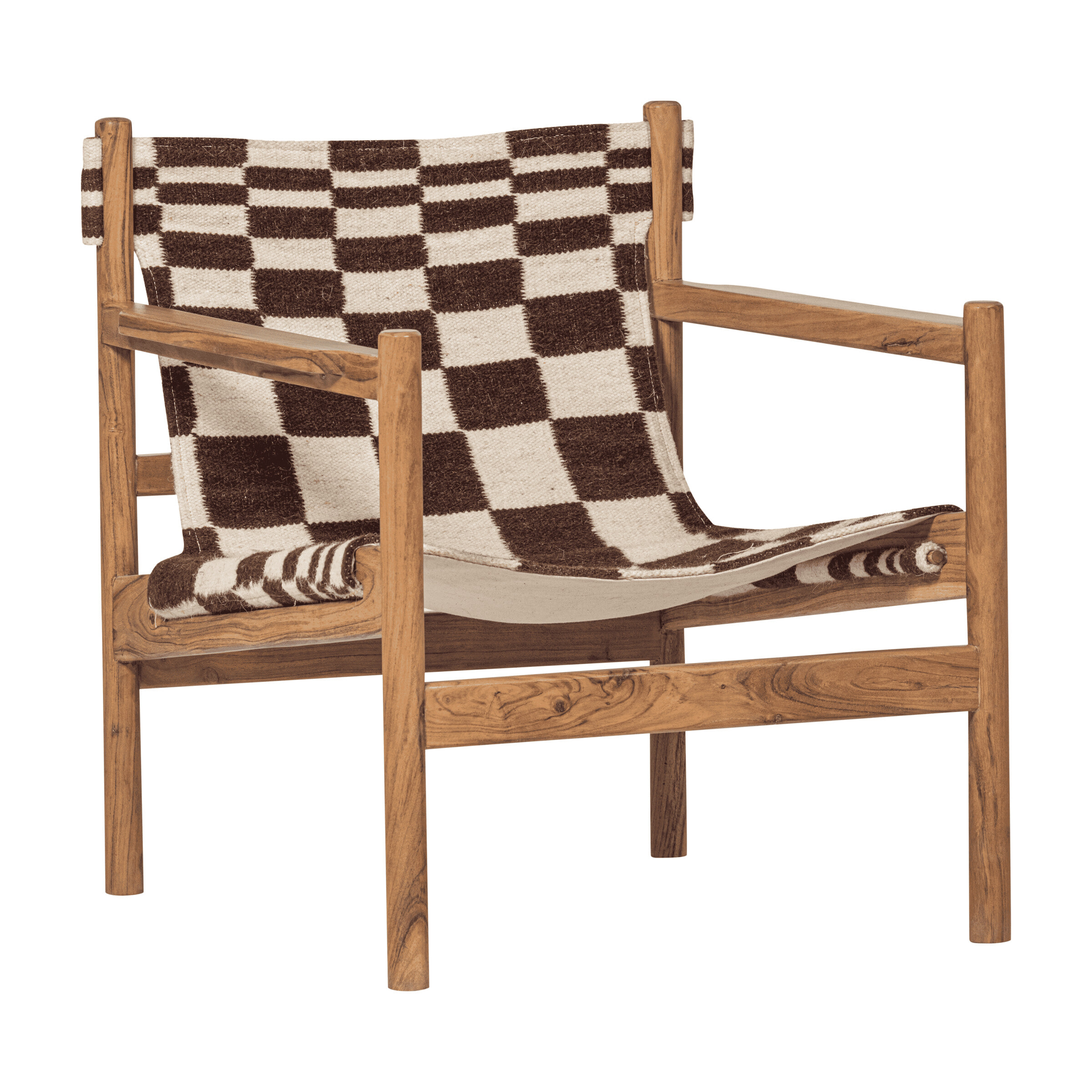 WOOOD Fauteuil Zano Kelim stof en acaciahout - Bruin | WOOOD