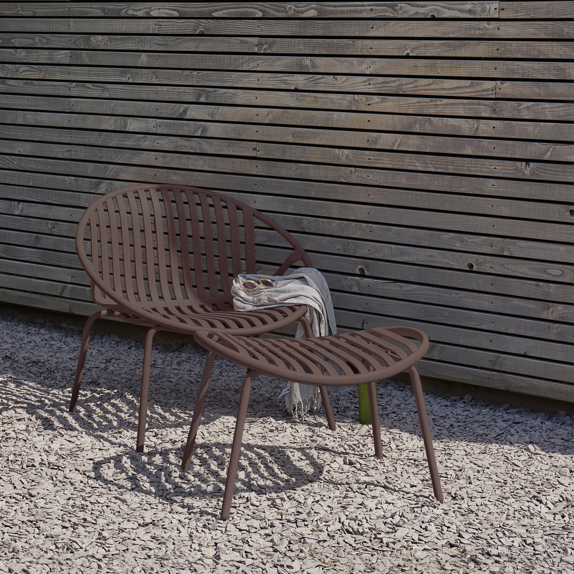 WOOOD Outdoor Loungestoel Bruce Set met hocker - Paars/Bruin | WOOOD