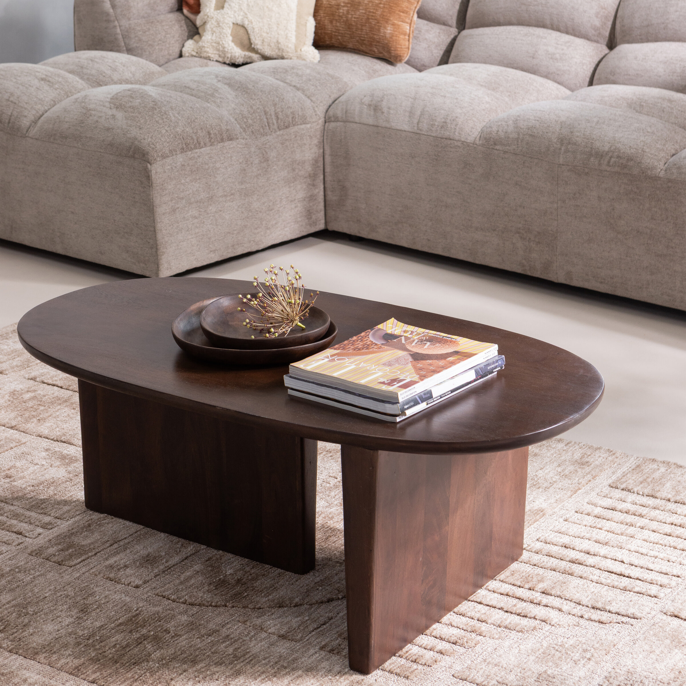 WOOOD Ovale Salontafel Seam Mangohout
