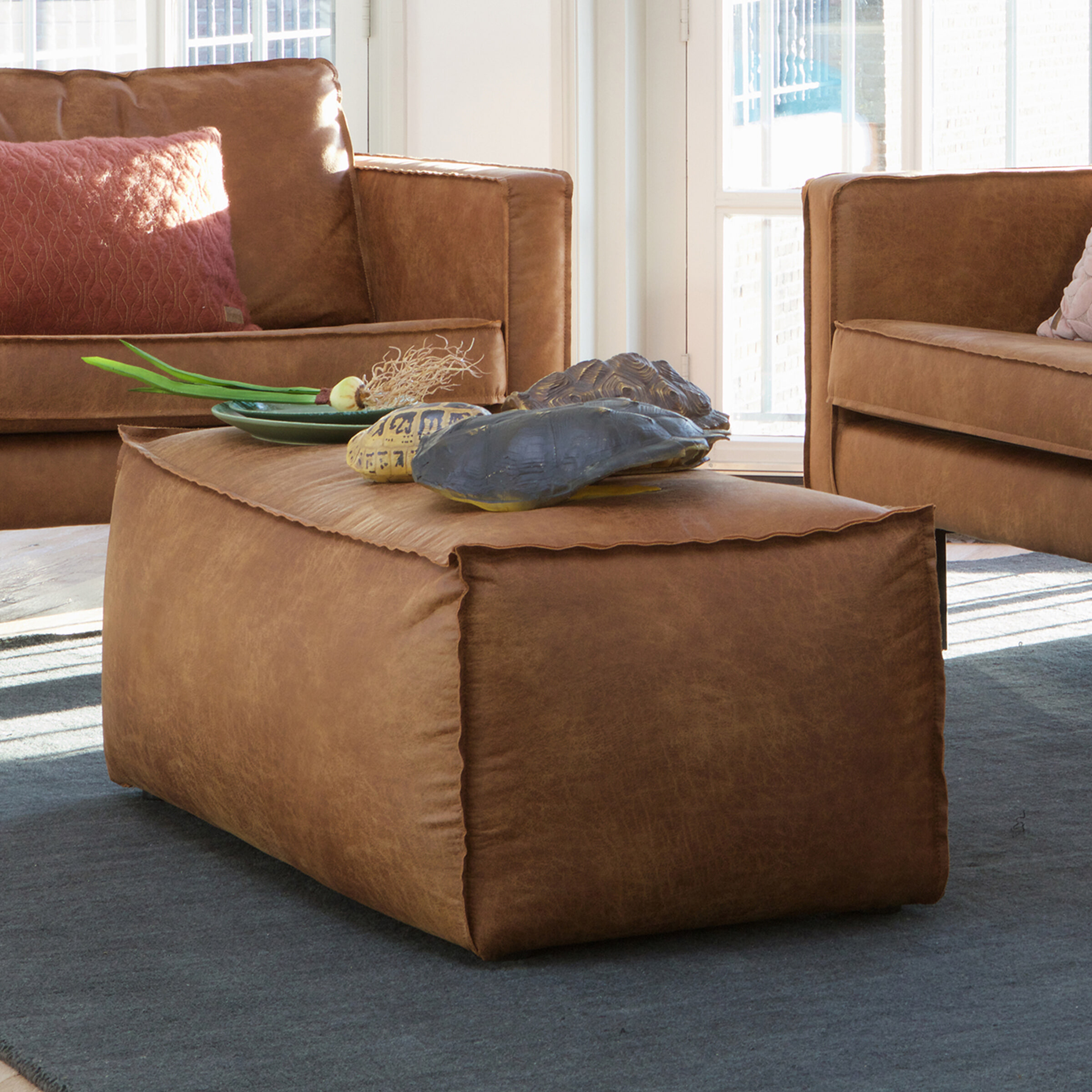WOOOD Poef Rodeo Cognac - BePureHome | WOOOD