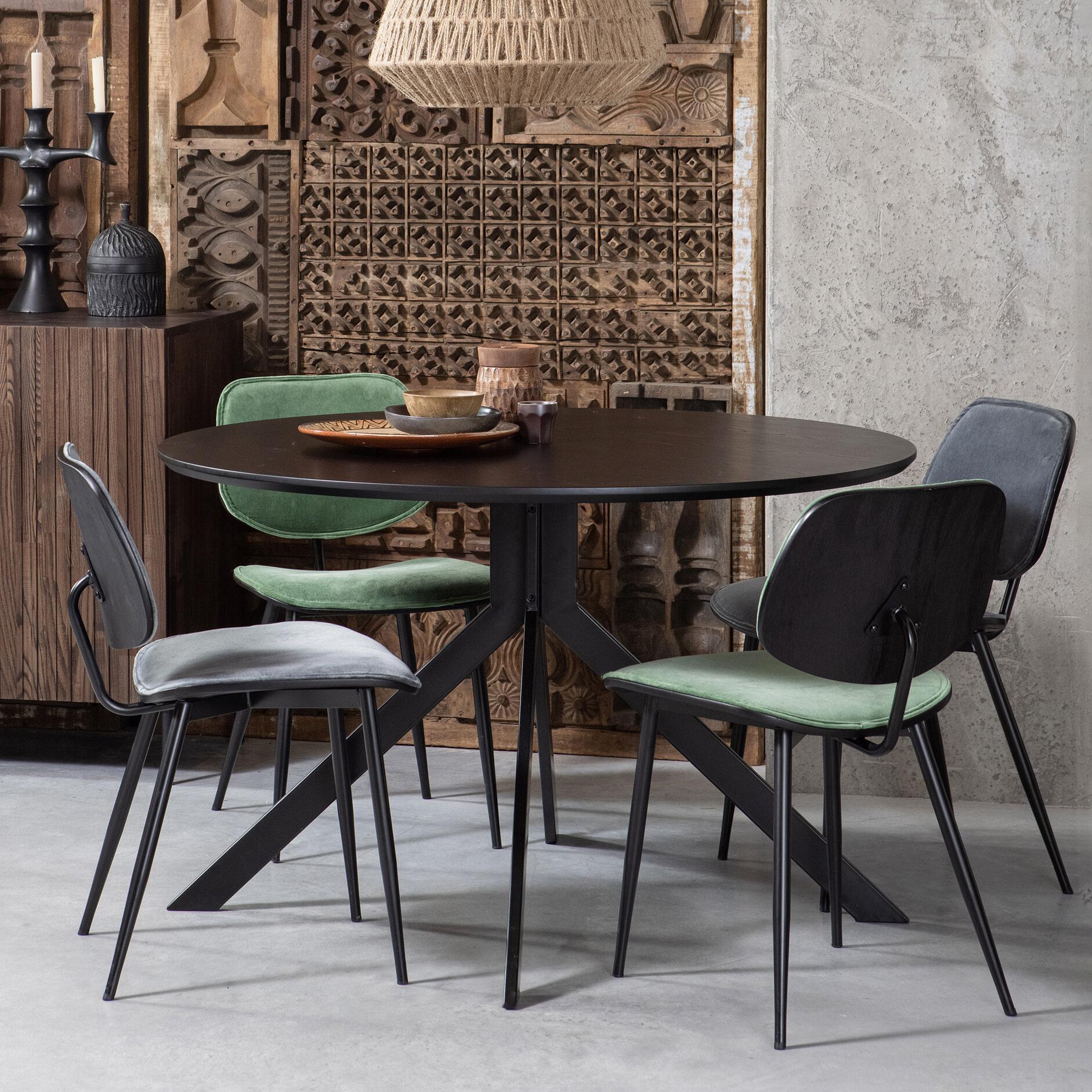 WOOOD Ronde Eettafel Bruno 120cm - zwart - Exclusive | WOOOD