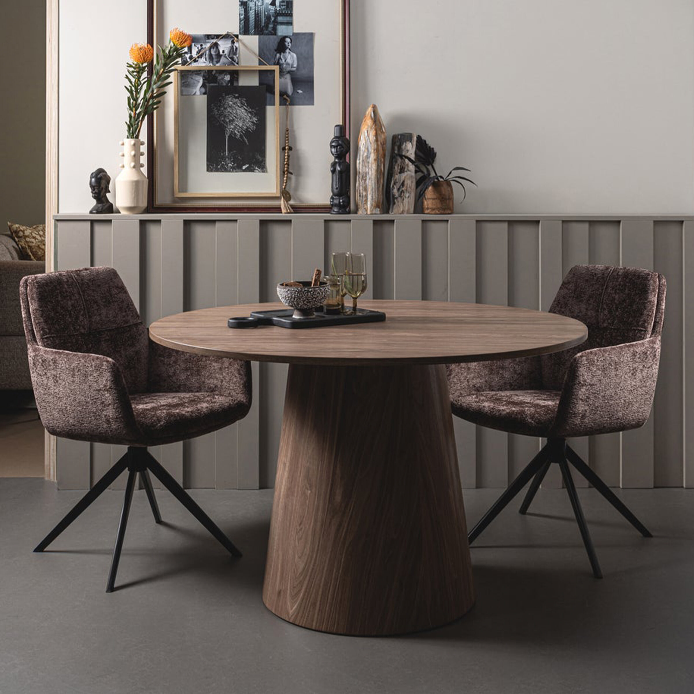 WOOOD Ronde Eettafel Maan 120cm - Walnoot - Exclusive | WOOOD