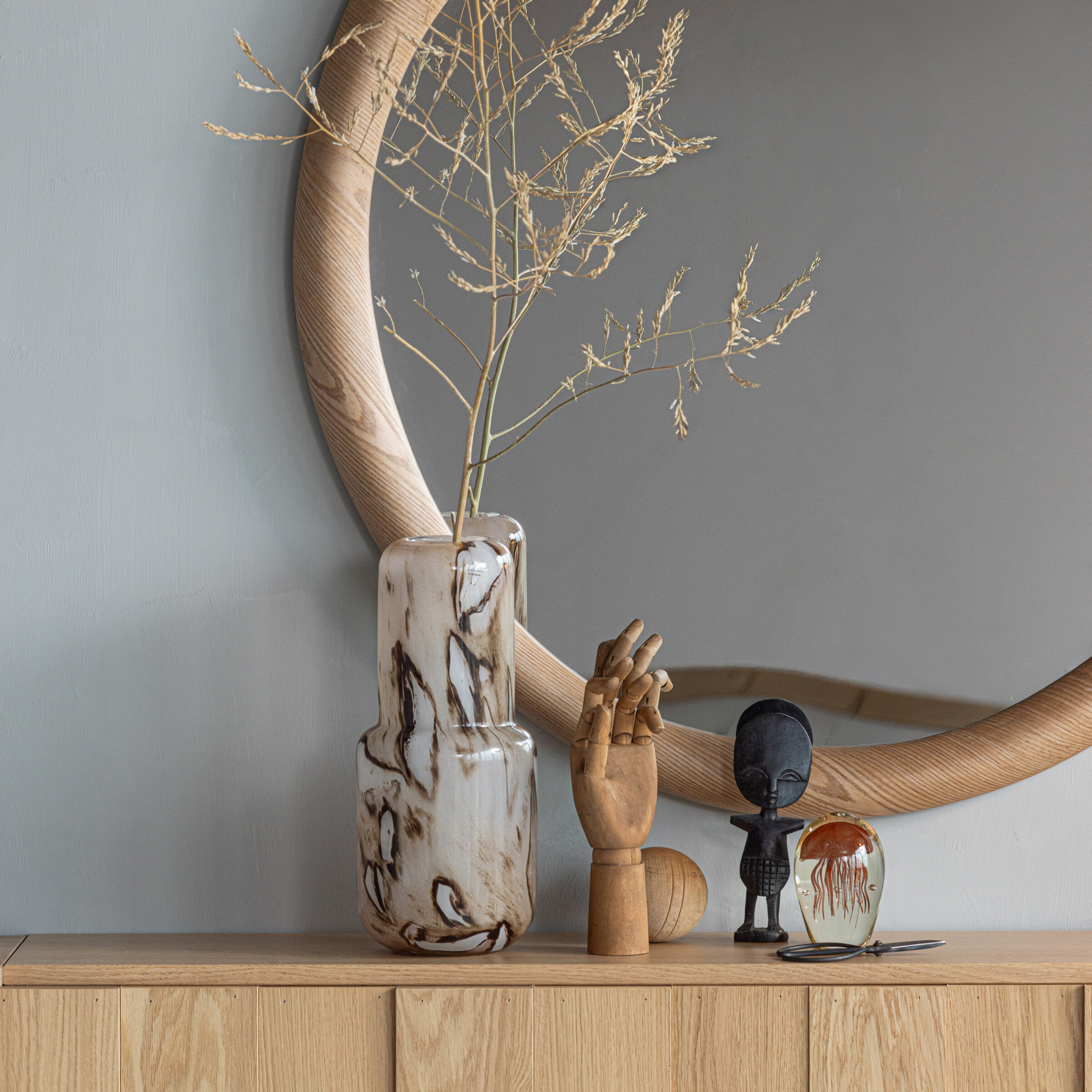 WOOOD Spiegel Glivon 100 x 100cm - Naturel - Rond | WOOOD