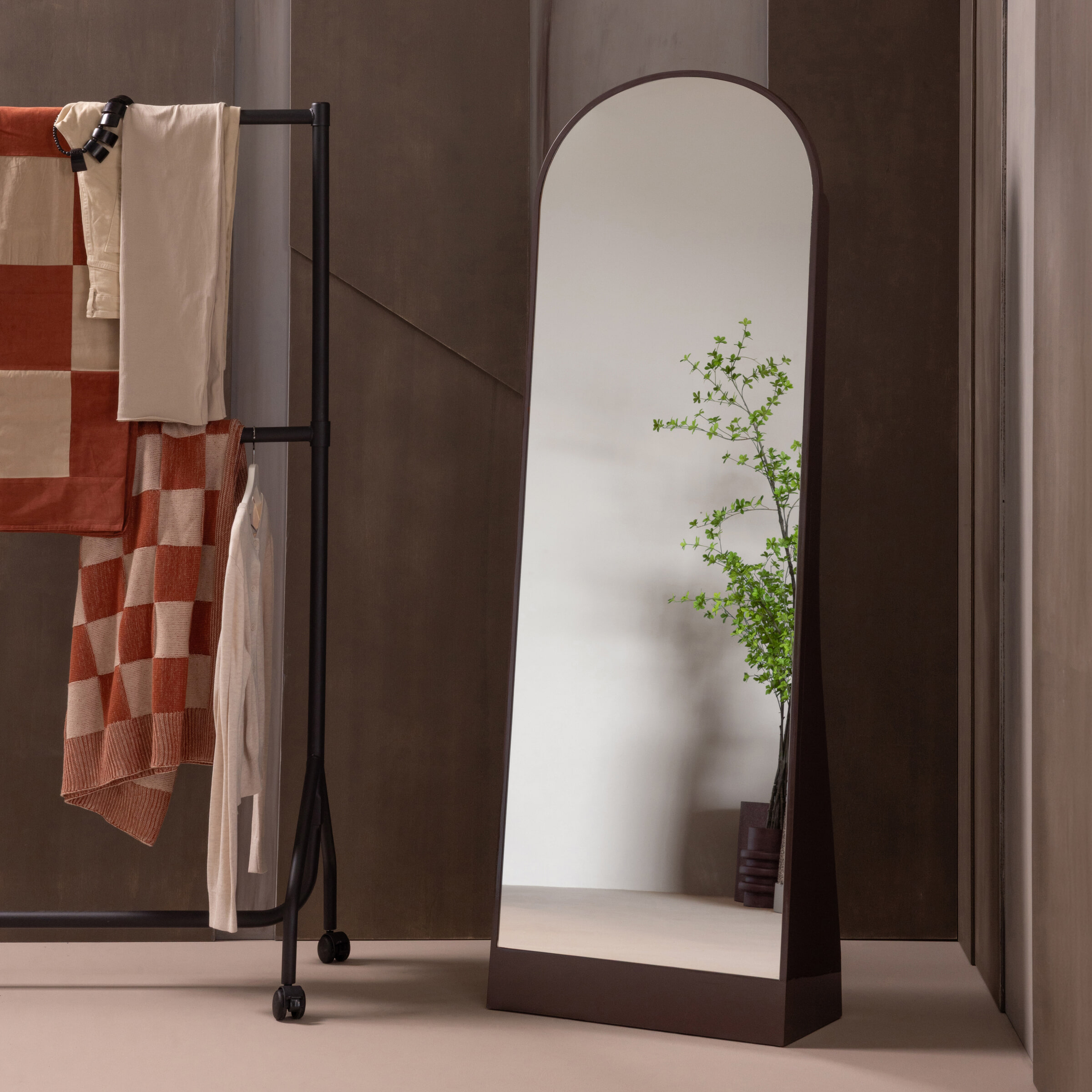 WOOOD Spiegel Solari 175 x 60cm - Donkerbruin - Passpiegel | WOOOD