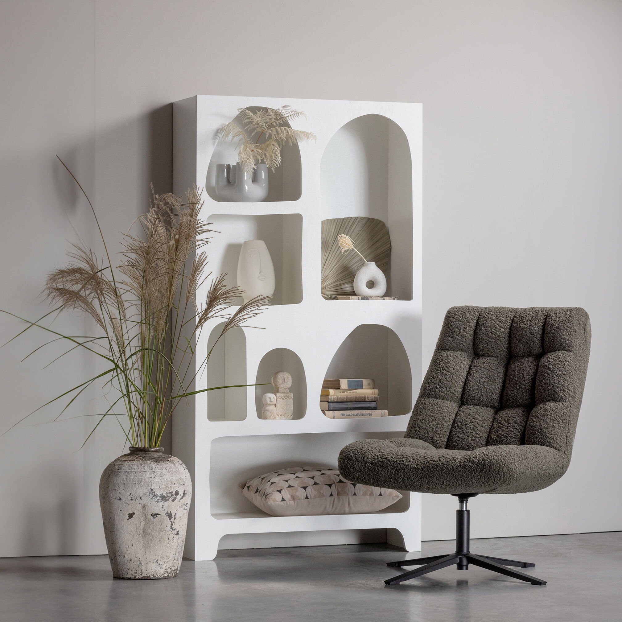 WOOOD Vakkenkast Caz 180 x 95cm - Wit - Japandi | WOOOD