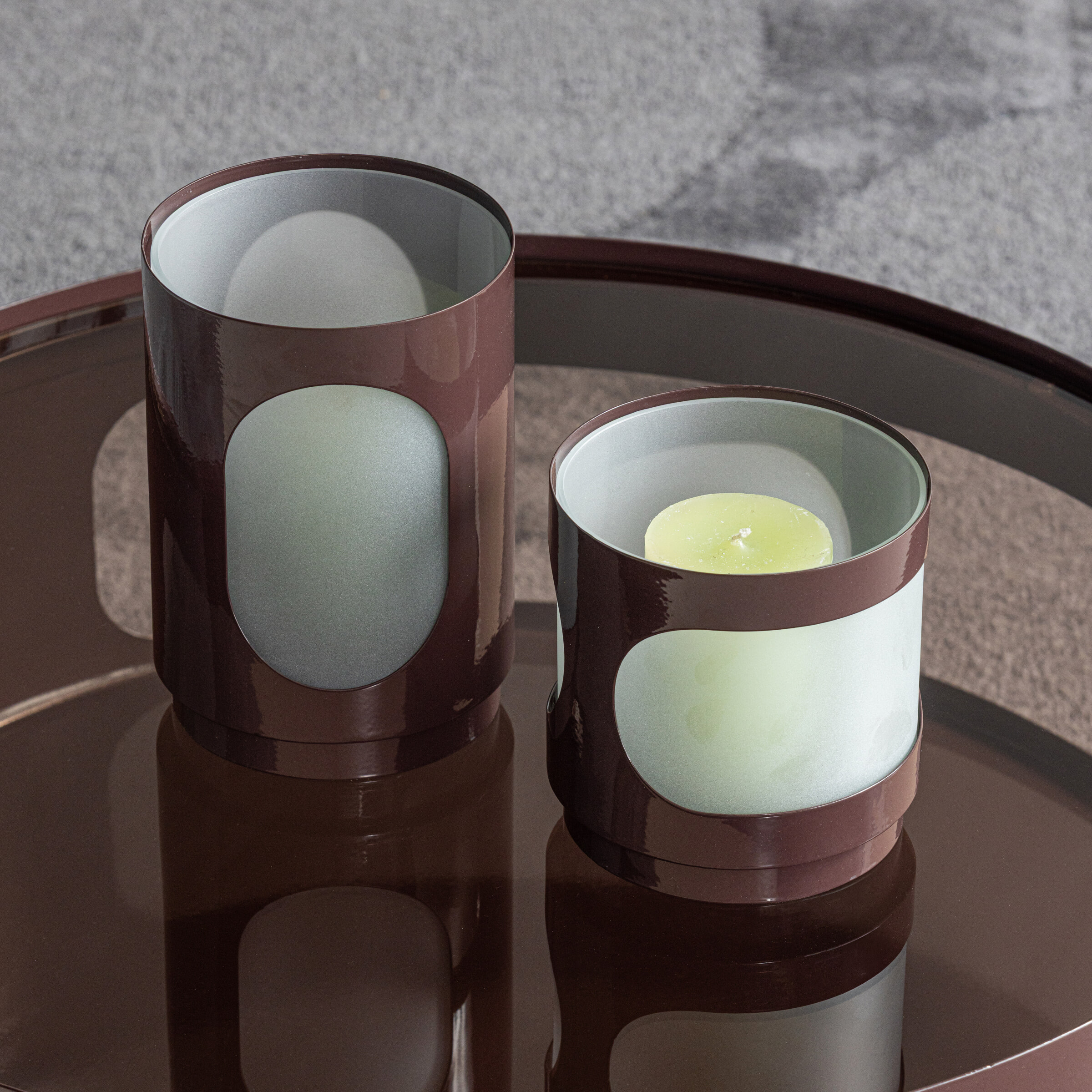 WOOOD Windlicht Tavo Set van 2 stuks - Bruin | WOOOD