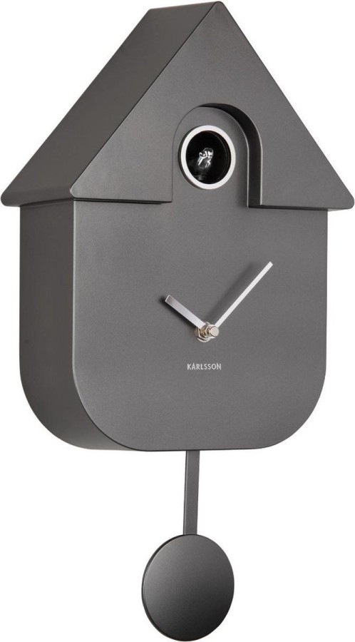 Wall Clock Modern Cuckoo Metallic Dark Grey | Karlsson
