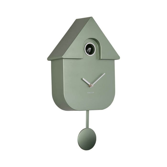 Wall Clock Modern Cuckoo Metallic Green | Karlsson
