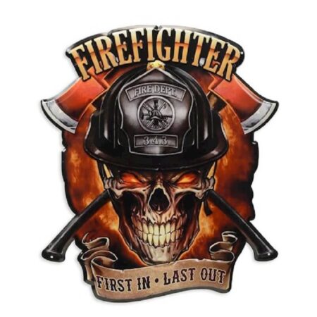 Wandbord Fire Fighter First in Last out - Wandplaat | DecoImport