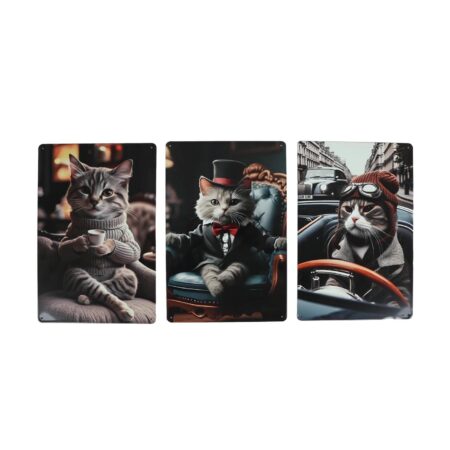 Wandbord Gentlemen Kat metaal 20x30cm | Merkloos