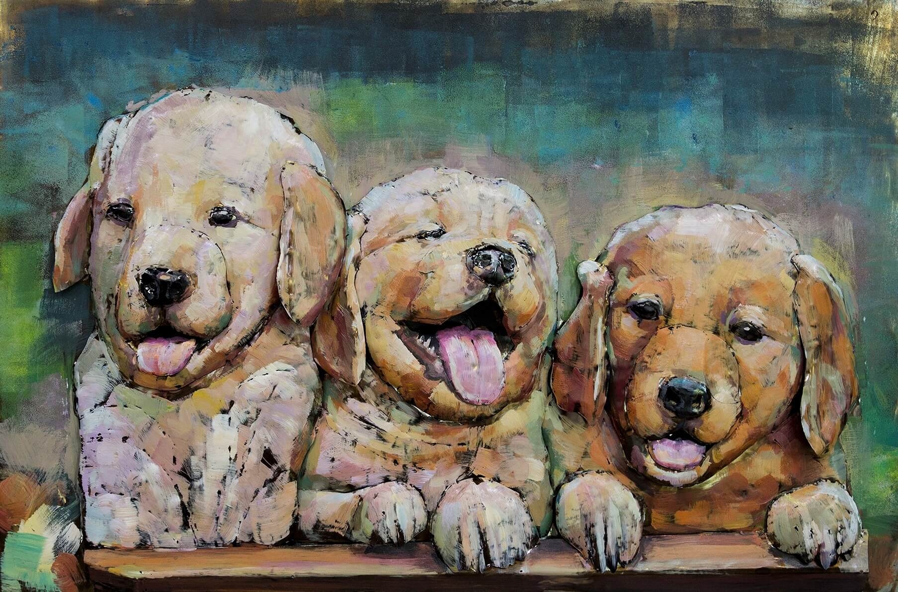 Wanddecoratie 3D metaal honden | Gave Specials