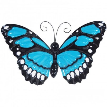 Wanddecoratie Blauwe vlinder metaal bewegende vleugels | Primus Handcraft