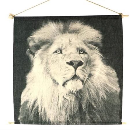 Wanddecoratie doek leeuw 70x70x1.2cm | HBX natural living