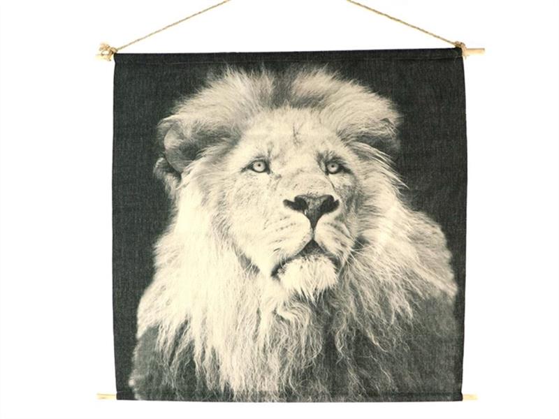 Wanddecoratie doek leeuw 70x70x1.2cm | HBX natural living
