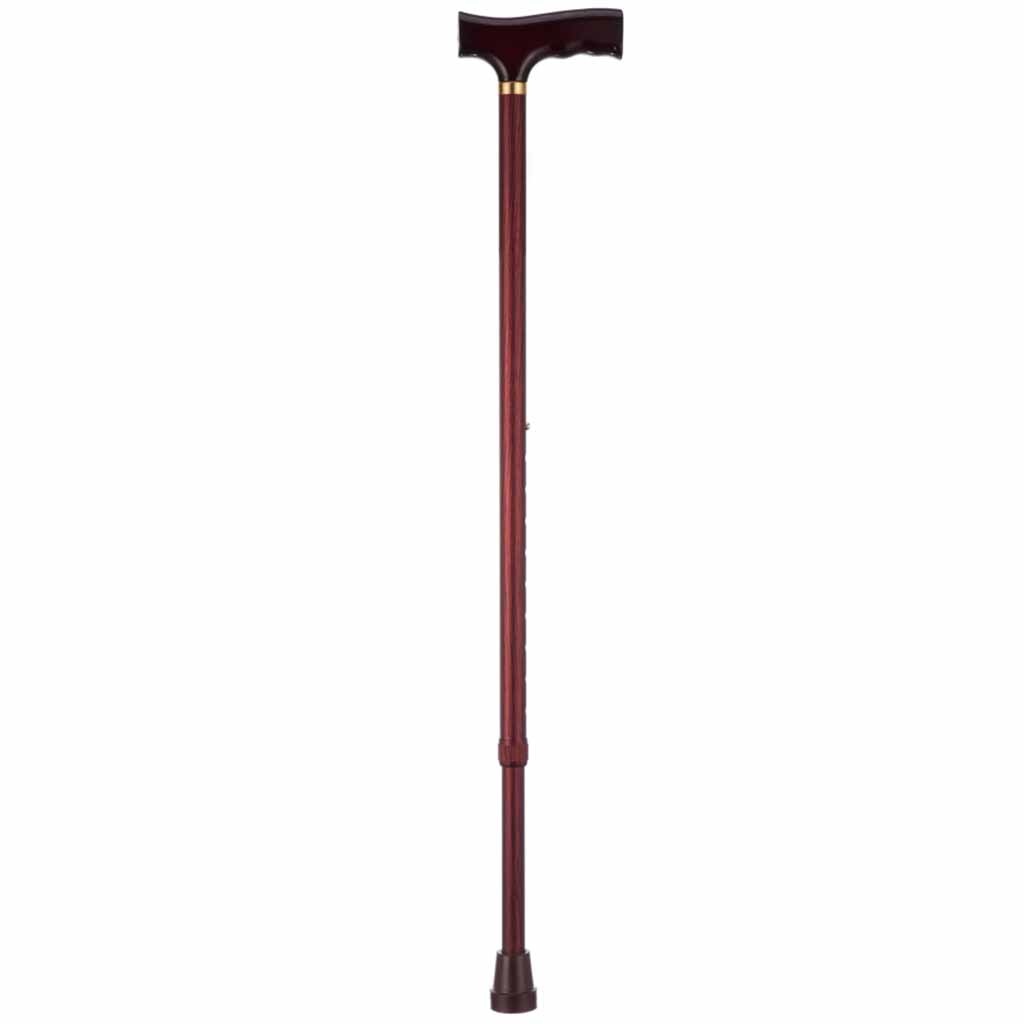 Wandelstok aluminium | Kleur: Mahonie | Wandelstokken | Met houten handvat | PR30090-E | ThuiszorgwinkelXL