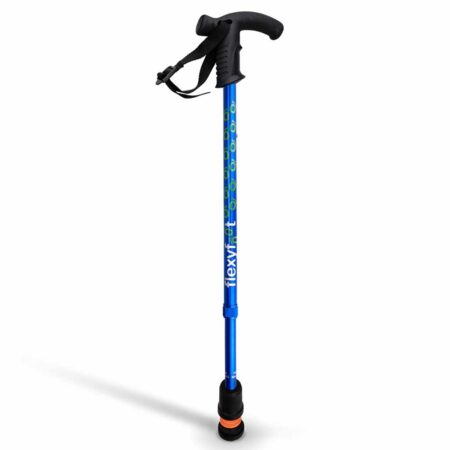 Wandelstok met Derby handvat | Flexifoot | Schokabsorberend | Blauw | Lichtgewicht | Aluminium | PR30047-BL | Flexifoot