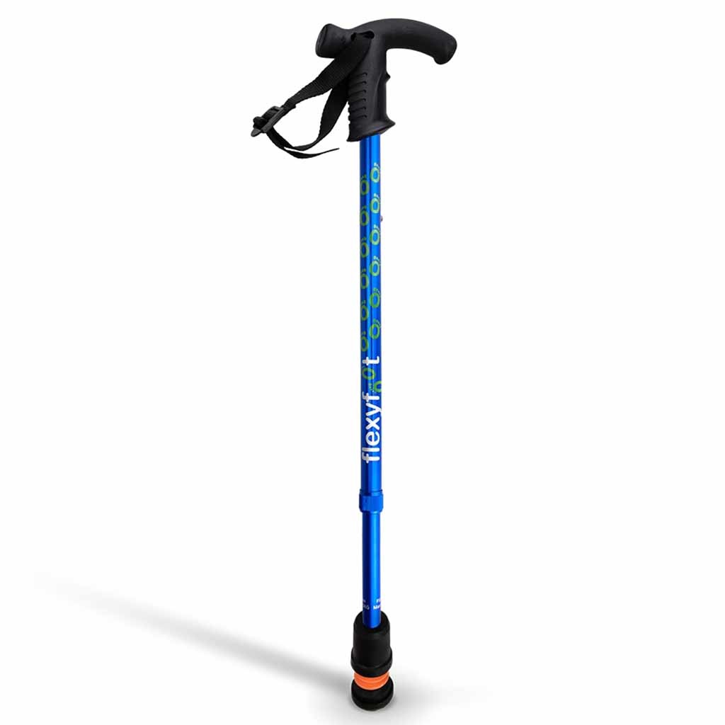 Wandelstok met Derby handvat | Flexifoot | Schokabsorberend | Blauw | Lichtgewicht | Aluminium | PR30047-BL | Flexifoot