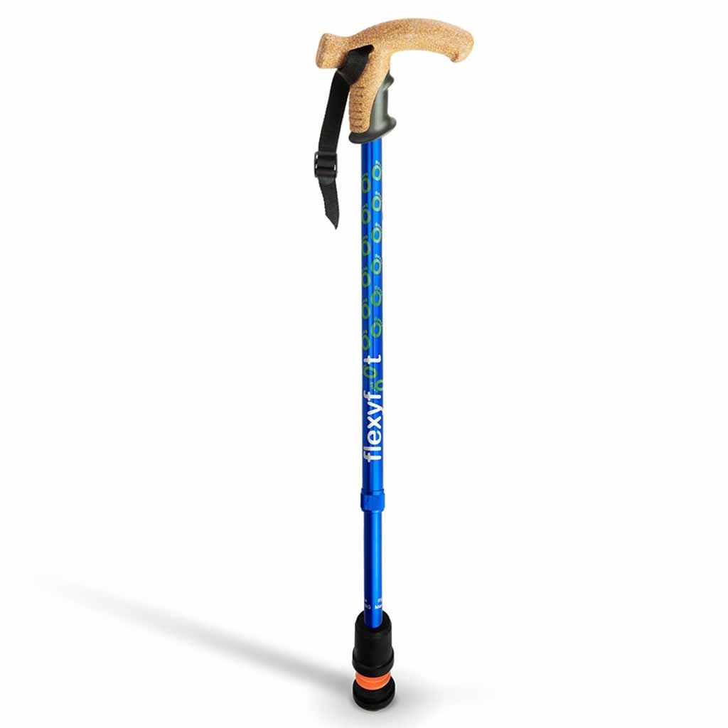 Wandelstok met kurken handvat | Flexifoot | Schokabsorberend | Blauw | PR30049-BL | Flexifoot