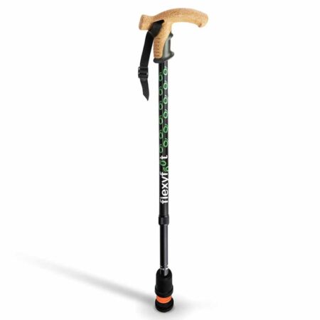 Wandelstok met kurken handvat | Flexifoot | Schokabsorberend | Zwart | PR30049-BK | Flexifoot