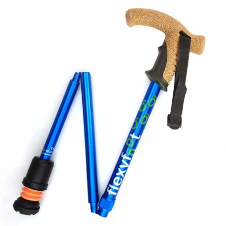 Wandelstok met kurken handvat - opvouwbaar | Flexifoot | Schokabsorberend | Blauw | PR30050-BL | Flexifoot