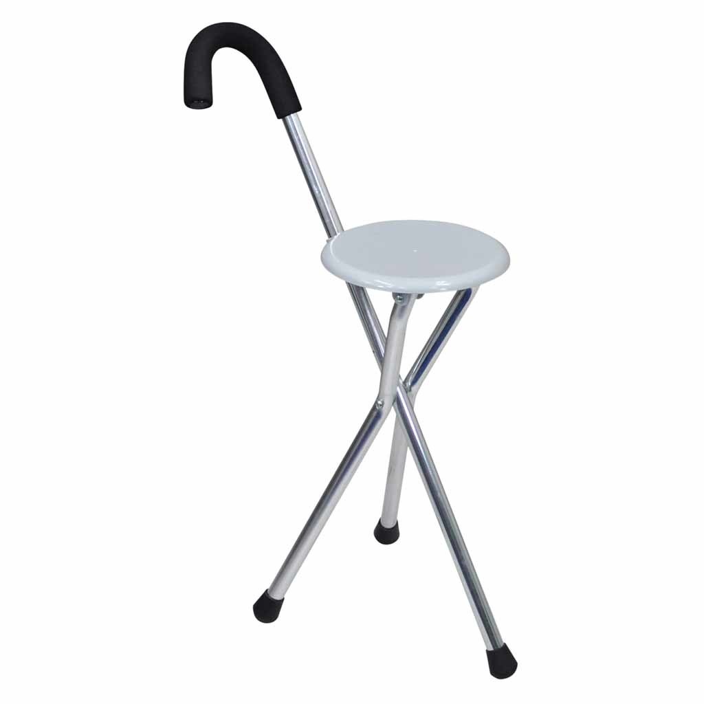 Wandelstok met uitklapbaar zitje | aluminium | Chroom / Zilvergrijs | VP159A | ThuiszorgwinkelXL
