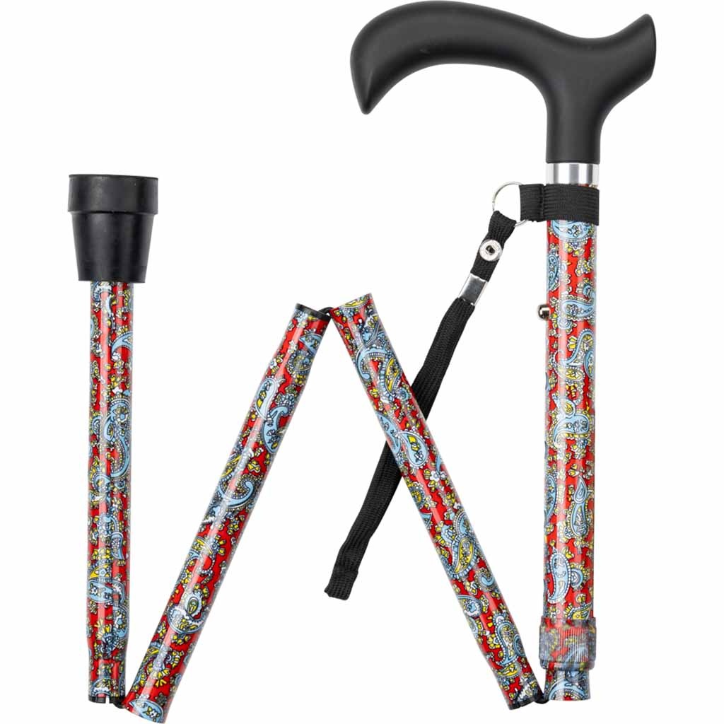 Wandelstok opvouwbaar - Rood Paisley | ThuiszorgwinkelXL