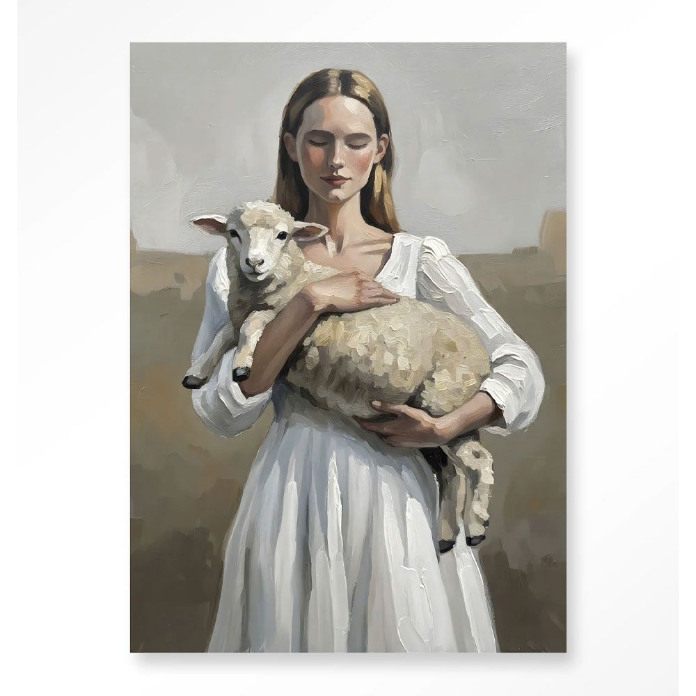 Wandkleed Baby Sheep Met Frame 80x110 | Urban Cotton