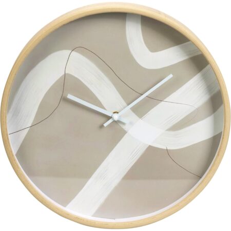 Wandklok hout Ø38cm taupe- crème | Home & Styling