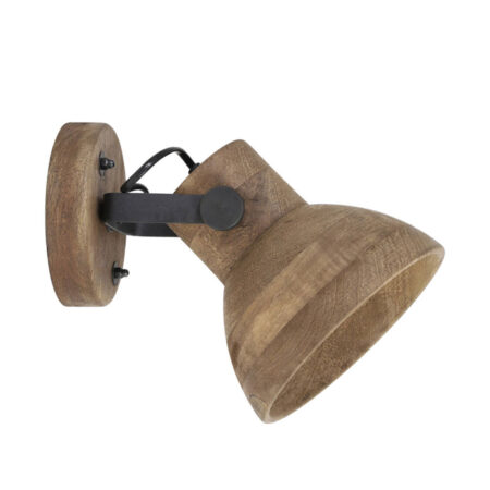 Wandlamp Ilanio hout bruin zwart | Light & Living