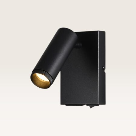 Wandlamp Lendro nero - Bedlamp - Nachtkast Lamp - Leeslamp Bed - Mini GU10 (MR11) - Zwart - Cilindervormige spot - Minimalistisch design - Inclusief USB-A & USB-C Oplader - Aan/Uit Schakelaar | LUSENZ