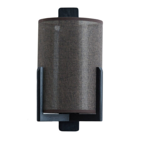 Wandlamp Litto zwart + linnen donker bruin | Light & Living