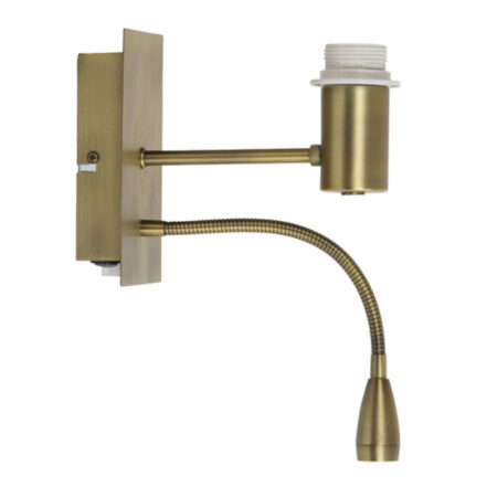 Wandlamp met leeslampje Regina antiek brons | Light & Living