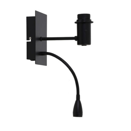 Wandlamp met leeslampje Regina mat zwart | Light & Living