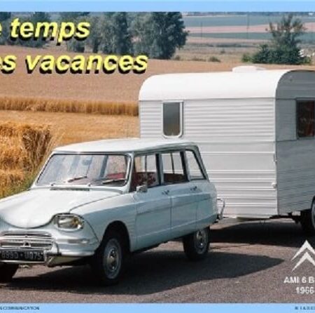 Wandplaat Citroen Ami 6 met caravan | Nostalgic Art