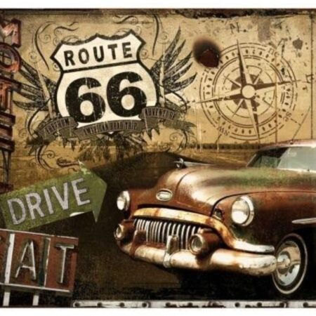 Wandplaat Route 66 Drive | Nostalgic Art