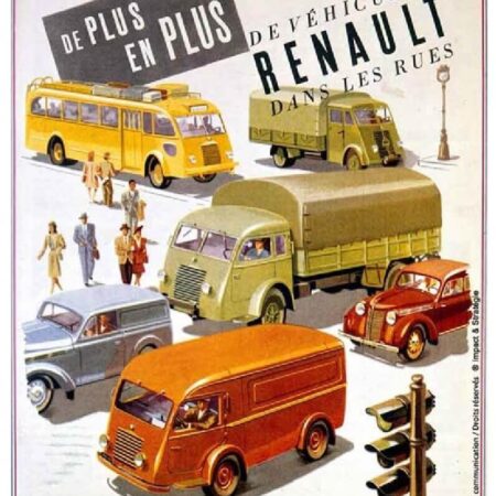Wandplaat met verschillende modellen van Renault | Nostalgic Art