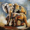 Wandschilderij metaal Moeder olifant met jong | Gave Specials