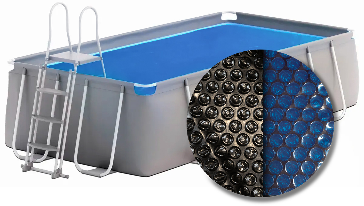 W'eau solar cover rechthoekig - 450 x 220 cm (zeilmaat 433 x 202) - Zwart/Blauw | W'eau