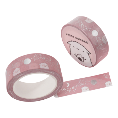 Washi Tape - Dusty Rose Stardust and Moon Mika - Silver Foil | Paper Sutekka