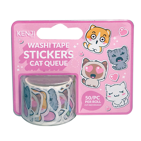 Washi tape stickers - Cat Queue | Kenji