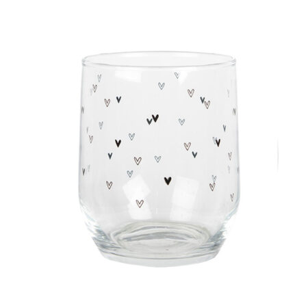 Waterglas Transparant overal hartjes | Clayre&Eef