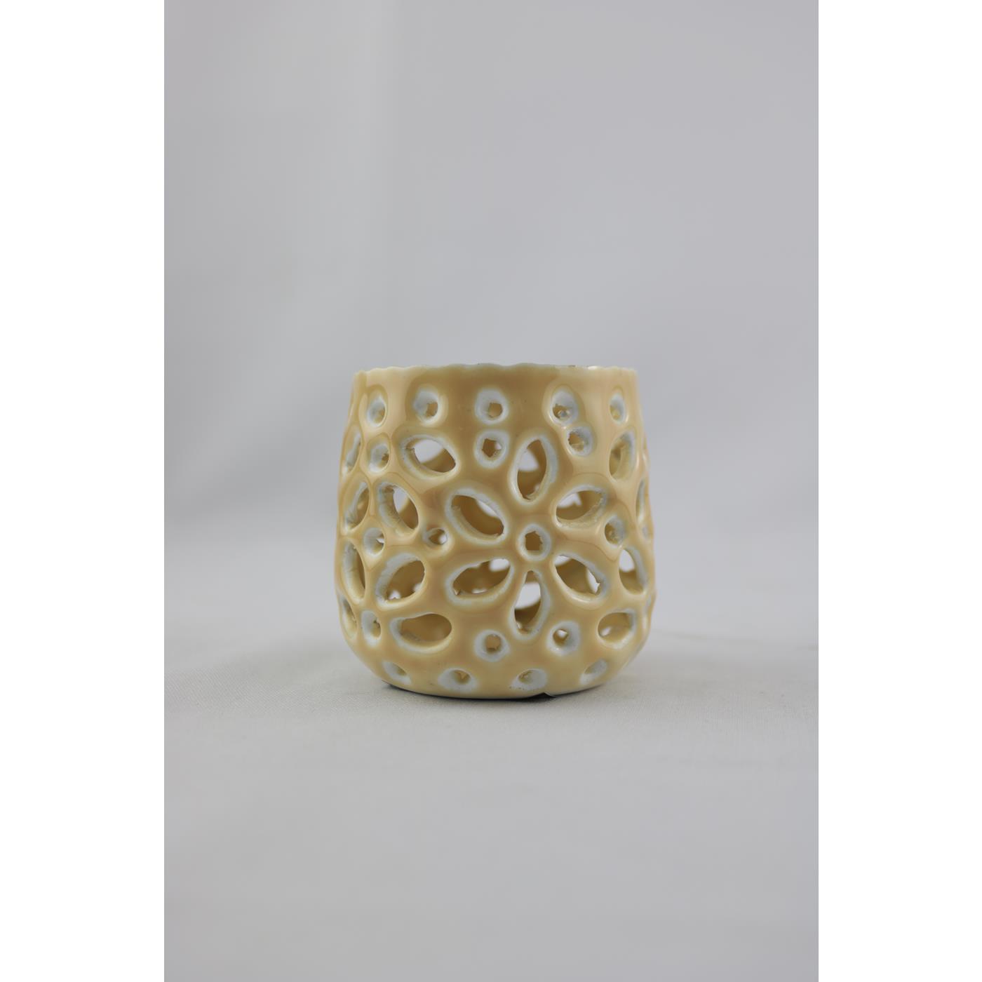 Waxinelichthouder beige 8x8x7cm | Mansion Atmosphere