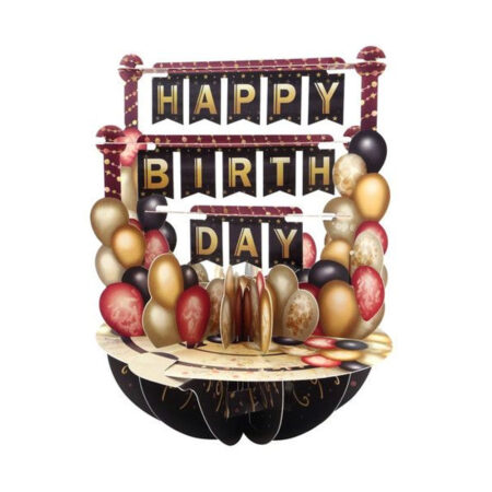 Wenskaart 3D Birthday Balloons |