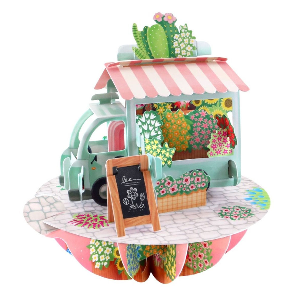 Wenskaart 3D Flower Stall |