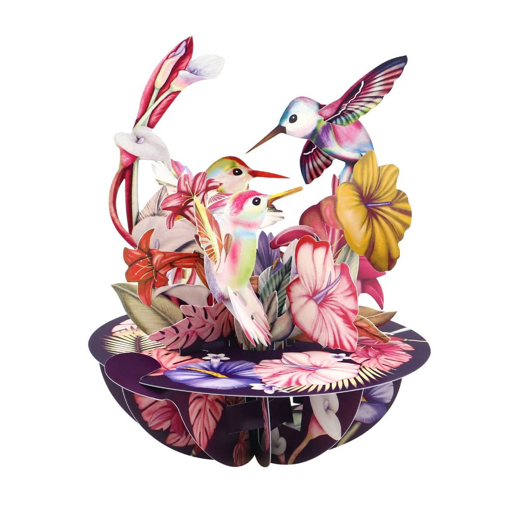 Wenskaart 3D Hummingsbirds Blush |