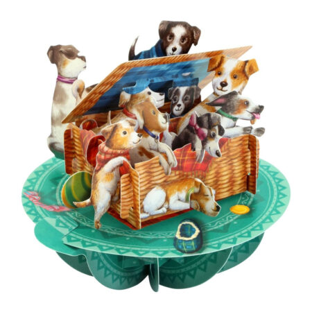 Wenskaart 3D Puppies in a Basket |