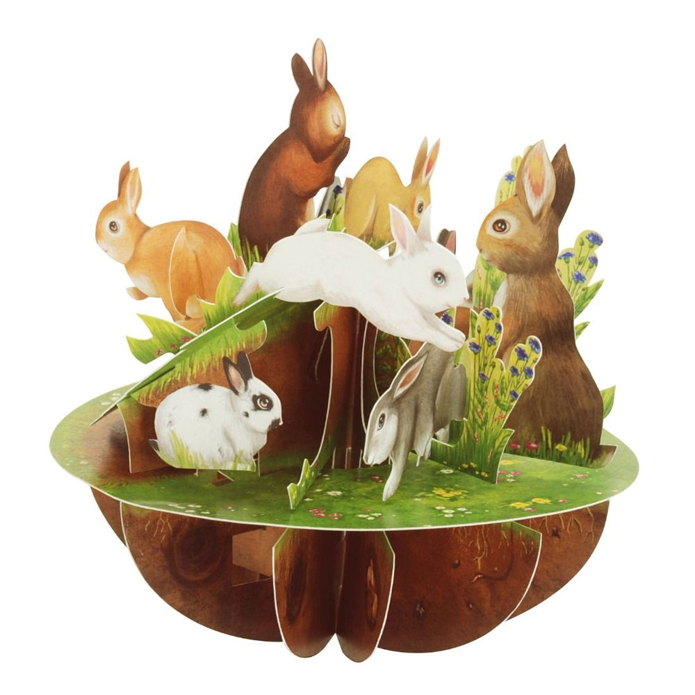 Wenskaart 3D Rabbits |