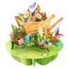 Wenskaart 3D Wheelbarrow of flowers |